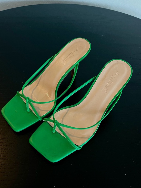 Shoes - Green Strappy Square-Toe Women’s Heels